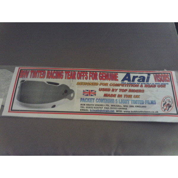 BOB HEATH Bob Heath Tear Offs Light Tint Arai Pack of 5 [TOVALK]